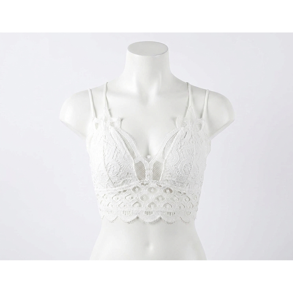 NEW ZENANA crochet lace bralette with bra pads in white